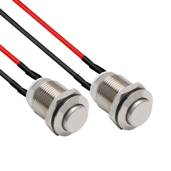 12mm Momentary Push Button Switch 1NO Brass Shell Pre-Wired High Round Head - NO- 12mm Momentary Push Button Switch 1NO Brass Shell Pre-Wired High Round Head - NO-