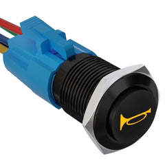 19mm 12V Momentary Speaker Horn Push Button Toggle Switch 3/4 Mounting Hole 1NO 1NC SPDT with Pre-Wiring Socket for Car Auto Motor - Yellow-Aluminum alloy 19mm 12V Momentary Speaker Horn Push Button Toggle Switch 3/4 Mounting Hole 1NO 1NC SPDT with Pre-Wiring Socket for Car Auto Motor - Yellow-Aluminum alloy