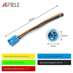 19mm 12V Momentary Speaker Horn Push Button Toggle Switch 3/4 Mounting Hole 1NO 1NC SPDT with Pre-Wiring Socket for Car Auto Motor - Blue-Stainless steel 19mm 12V Momentary Speaker Horn Push Button Toggle Switch 3/4 Mounting Hole 1NO 1NC SPDT with Pre-Wiring Socket for Car Auto Motor - Blue-Stainless steel