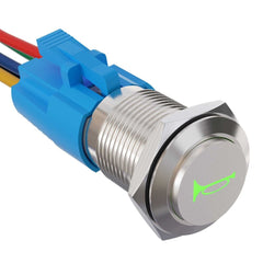 19mm 12V Momentary Speaker Horn Push Button Toggle Switch 3/4 Mounting Hole 1NO 1NC SPDT with Pre-Wiring Socket for Car Auto Motor - Green-Stainless steel 19mm 12V Momentary Speaker Horn Push Button Toggle Switch 3/4 Mounting Hole 1NO 1NC SPDT with Pre-Wiring Socket for Car Auto Motor - Green-Stainless steel