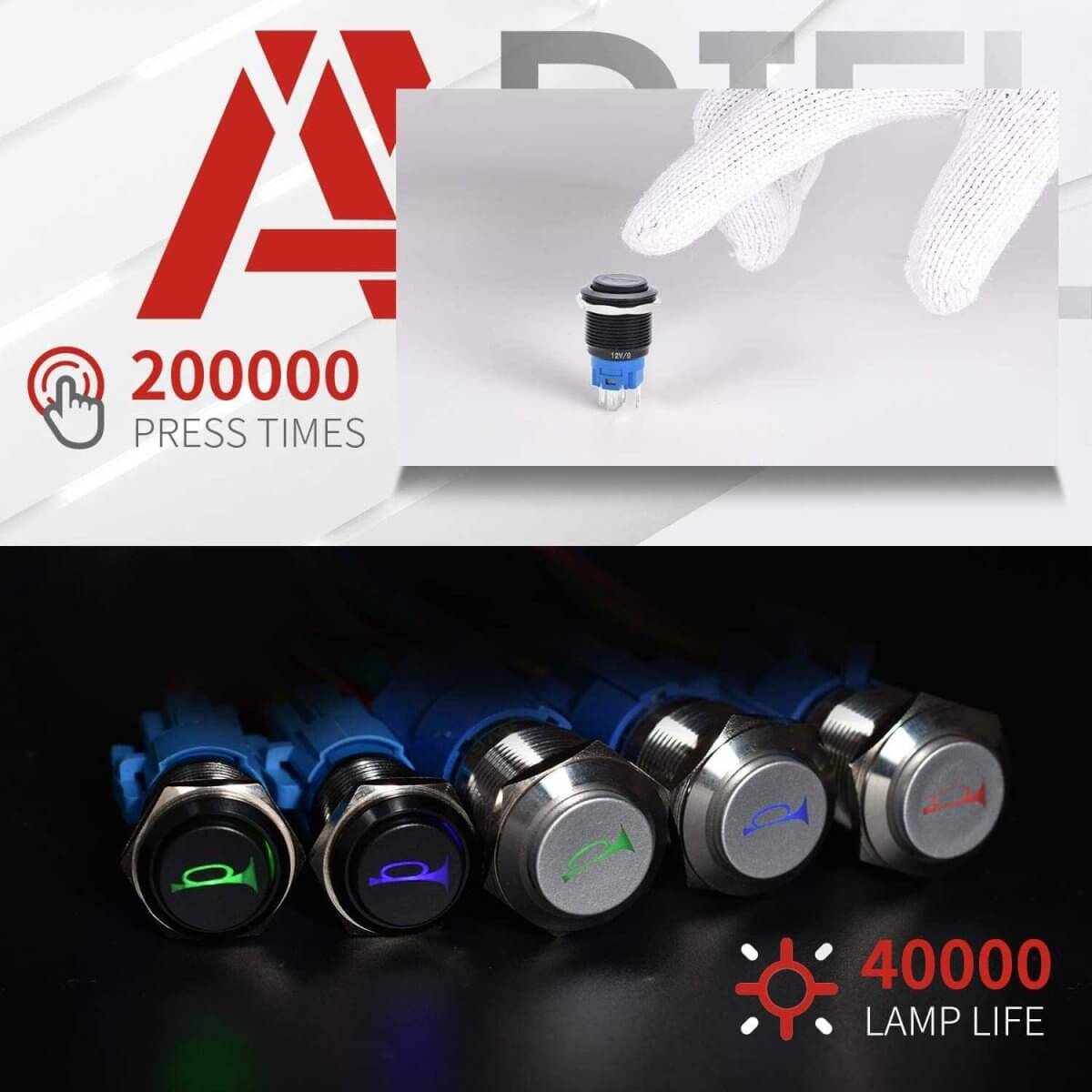 19mm 12V Momentary Speaker Horn Push Button Toggle Switch 3/4 Mounting Hole 1NO 1NC SPDT with Pre-Wiring Socket for Car Auto Motor - Blue-Stainless steel 19mm 12V Momentary Speaker Horn Push Button Toggle Switch 3/4 Mounting Hole 1NO 1NC SPDT with Pre-Wiring Socket for Car Auto Motor - Blue-Stainless steel