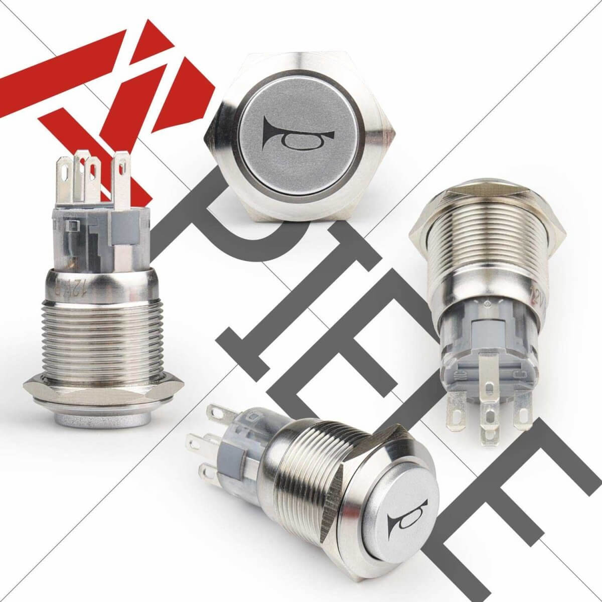 19mm 12V Momentary Speaker Horn Push Button Toggle Switch 3/4 Mounting Hole 1NO 1NC SPDT with Pre-Wiring Socket for Car Auto Motor - Blue-Stainless steel 19mm 12V Momentary Speaker Horn Push Button Toggle Switch 3/4 Mounting Hole 1NO 1NC SPDT with Pre-Wiring Socket for Car Auto Motor - Blue-Stainless steel