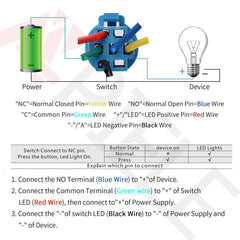 19mm 12V Momentary Speaker Horn Push Button Toggle Switch 3/4 Mounting Hole 1NO 1NC SPDT with Pre-Wiring Socket for Car Auto Motor - Blue-Stainless steel 19mm 12V Momentary Speaker Horn Push Button Toggle Switch 3/4 Mounting Hole 1NO 1NC SPDT with Pre-Wiring Socket for Car Auto Motor - Blue-Stainless steel