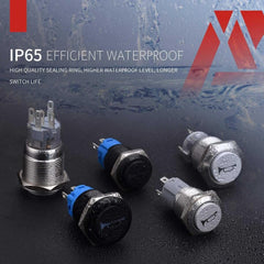 19mm 12V Momentary Speaker Horn Push Button Toggle Switch 3/4 Mounting Hole 1NO 1NC SPDT with Pre-Wiring Socket for Car Auto Motor - Blue-Stainless steel 19mm 12V Momentary Speaker Horn Push Button Toggle Switch 3/4 Mounting Hole 1NO 1NC SPDT with Pre-Wiring Socket for Car Auto Motor - Blue-Stainless steel