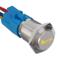 19mm 12V Momentary Speaker Horn Push Button Toggle Switch 3/4 Mounting Hole 1NO 1NC SPDT with Pre-Wiring Socket for Car Auto Motor - Yellow-Stainless steel 19mm 12V Momentary Speaker Horn Push Button Toggle Switch 3/4 Mounting Hole 1NO 1NC SPDT with Pre-Wiring Socket for Car Auto Motor - Yellow-Stainless steel