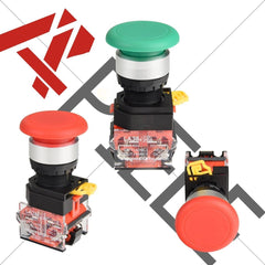 22mm Momentary Mushroom Head Push Button Switch 1NO1NC 7/8'' Mouting Size (Red Green) - Red- 22mm Momentary Mushroom Head Push Button Switch 1NO1NC 7/8'' Mouting Size (Red Green) - Red-
