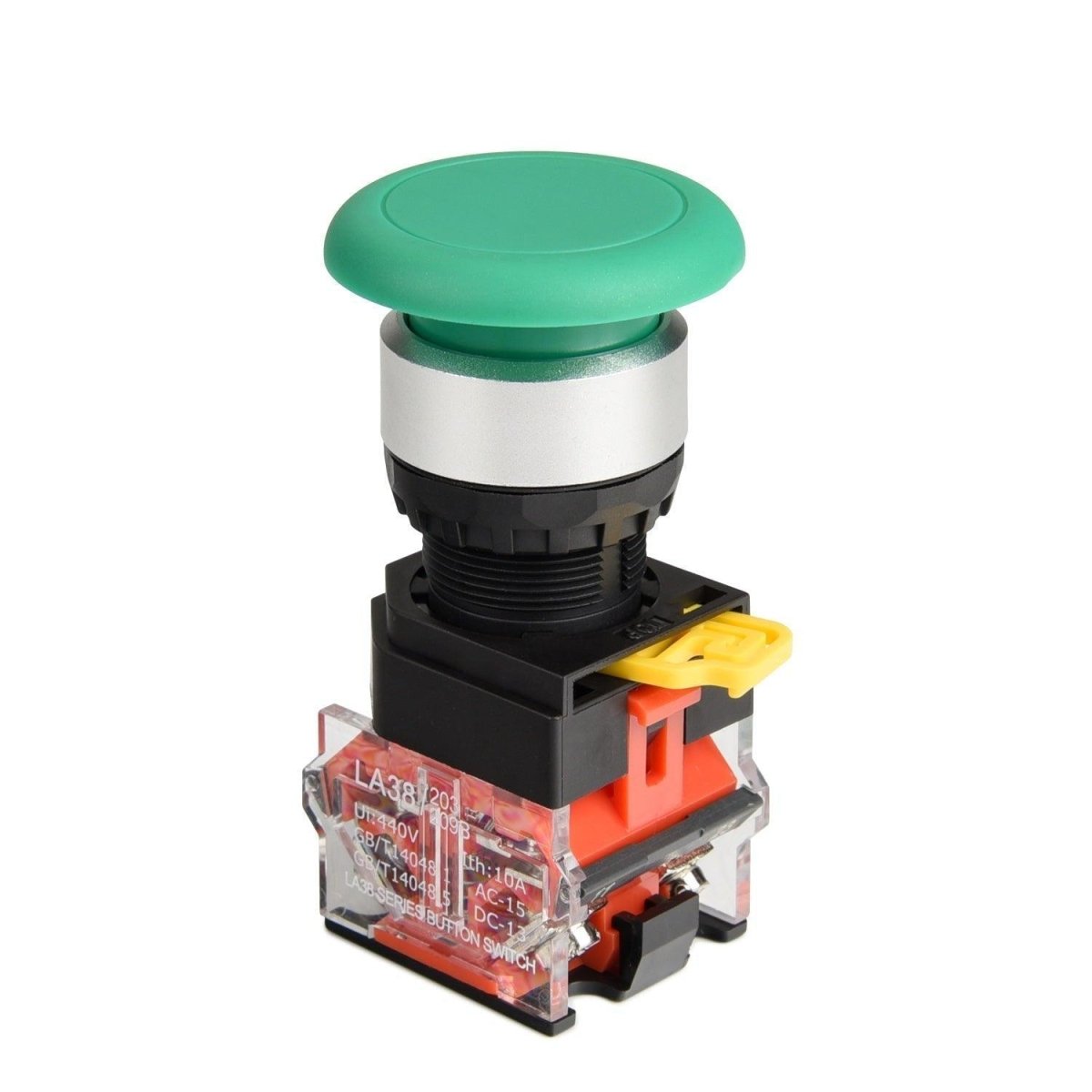 22mm Momentary Mushroom Head Push Button Switch 1NO1NC 7/8'' Mouting Size (Red Green) - Green-