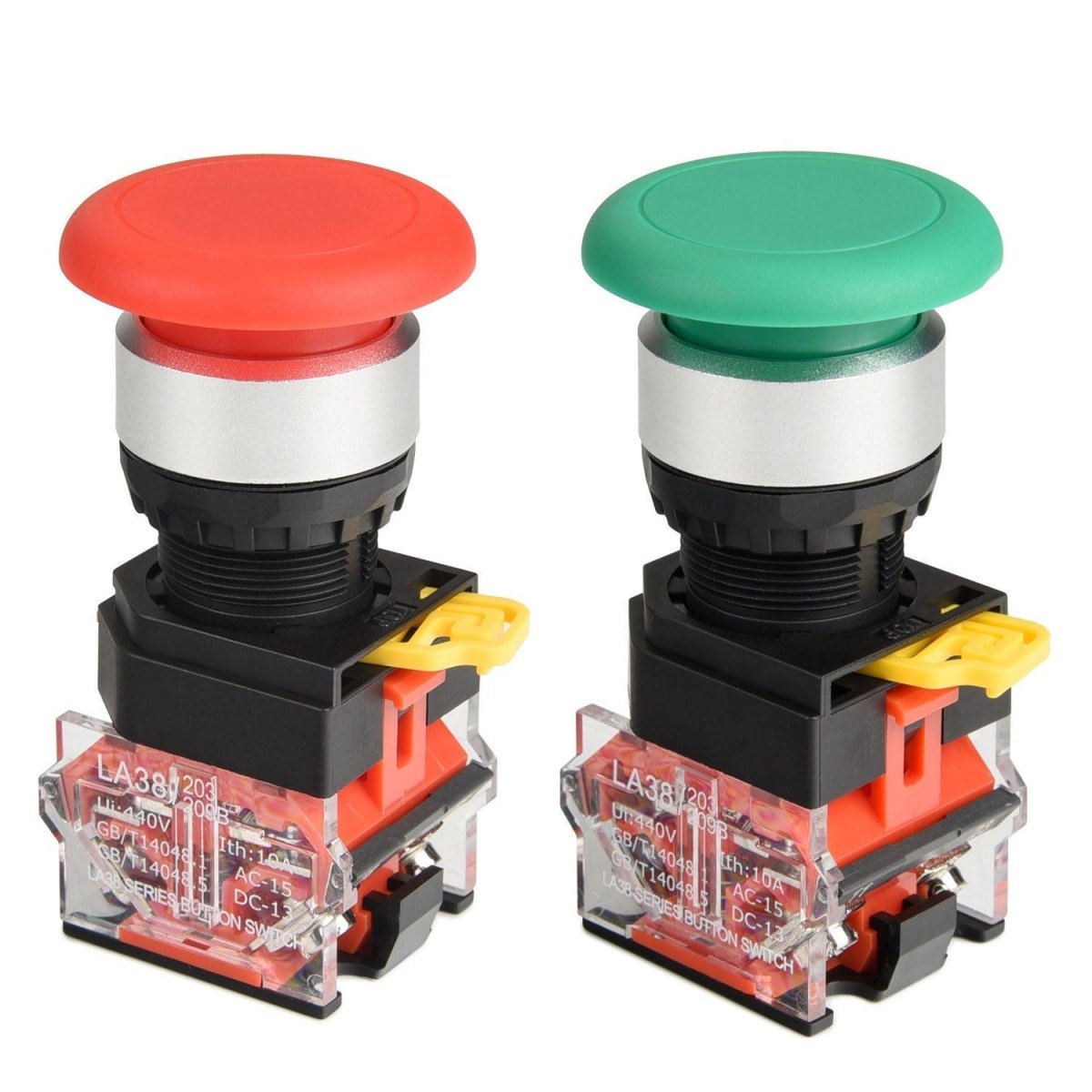 22mm Momentary Mushroom Head Push Button Switch 1NO1NC 7/8'' Mouting Size (Red Green) - Red- 22mm Momentary Mushroom Head Push Button Switch 1NO1NC 7/8'' Mouting Size (Red Green) - Red-