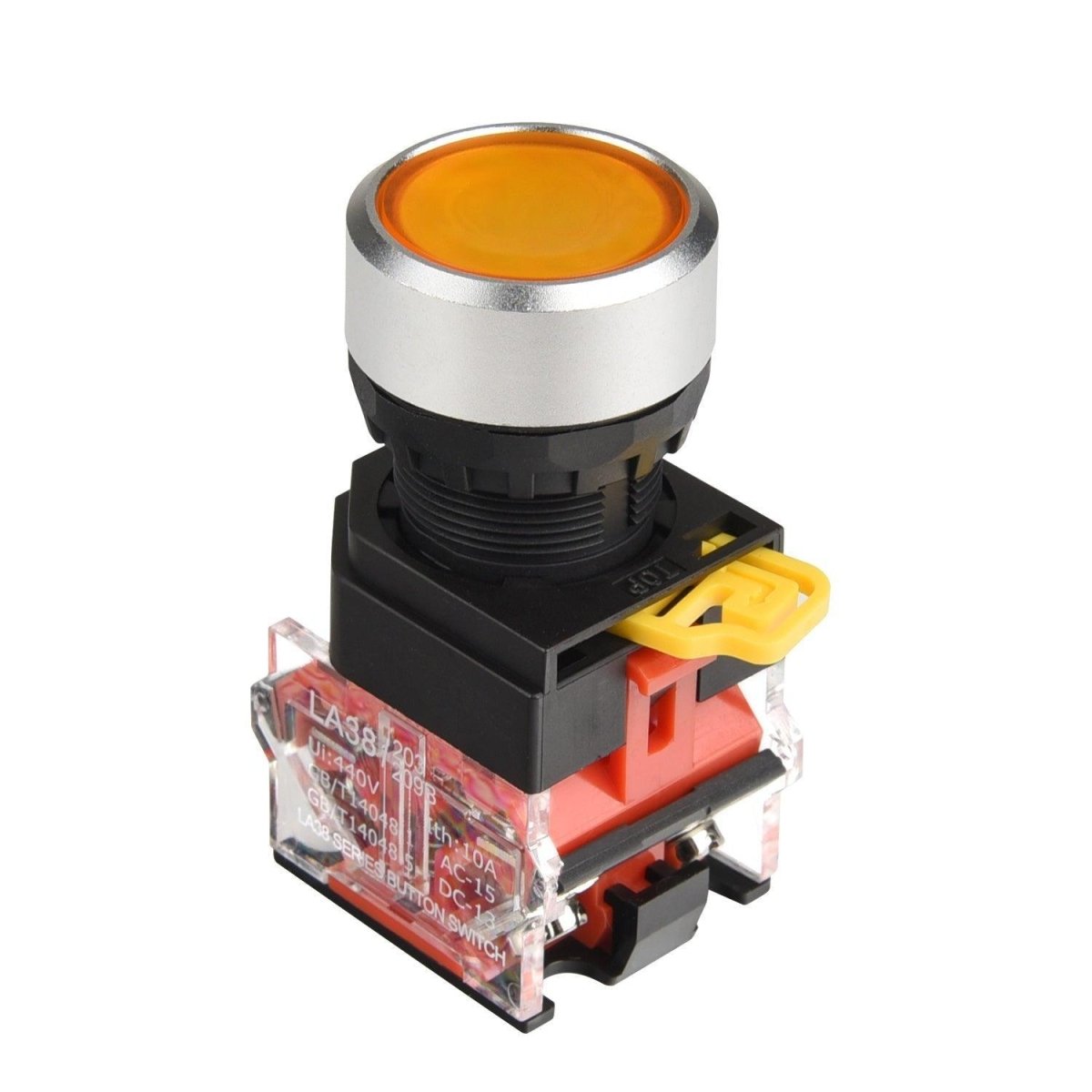 22mm Momentary Push Button Switch 1NO 1NC Metal Head - Yellow- 22mm Momentary Push Button Switch 1NO 1NC Metal Head - Yellow-