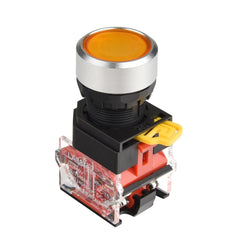 22mm Momentary Push Button Switch 1NO 1NC Metal Head - Yellow- 22mm Momentary Push Button Switch 1NO 1NC Metal Head - Yellow-