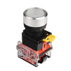 22mm Momentary Push Button Switch 1NO 1NC Metal Head - White- 22mm Momentary Push Button Switch 1NO 1NC Metal Head - White-