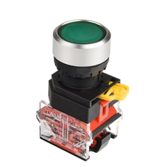 22mm Momentary Push Button Switch 1NO 1NC Metal Head - Green- 22mm Momentary Push Button Switch 1NO 1NC Metal Head - Green-