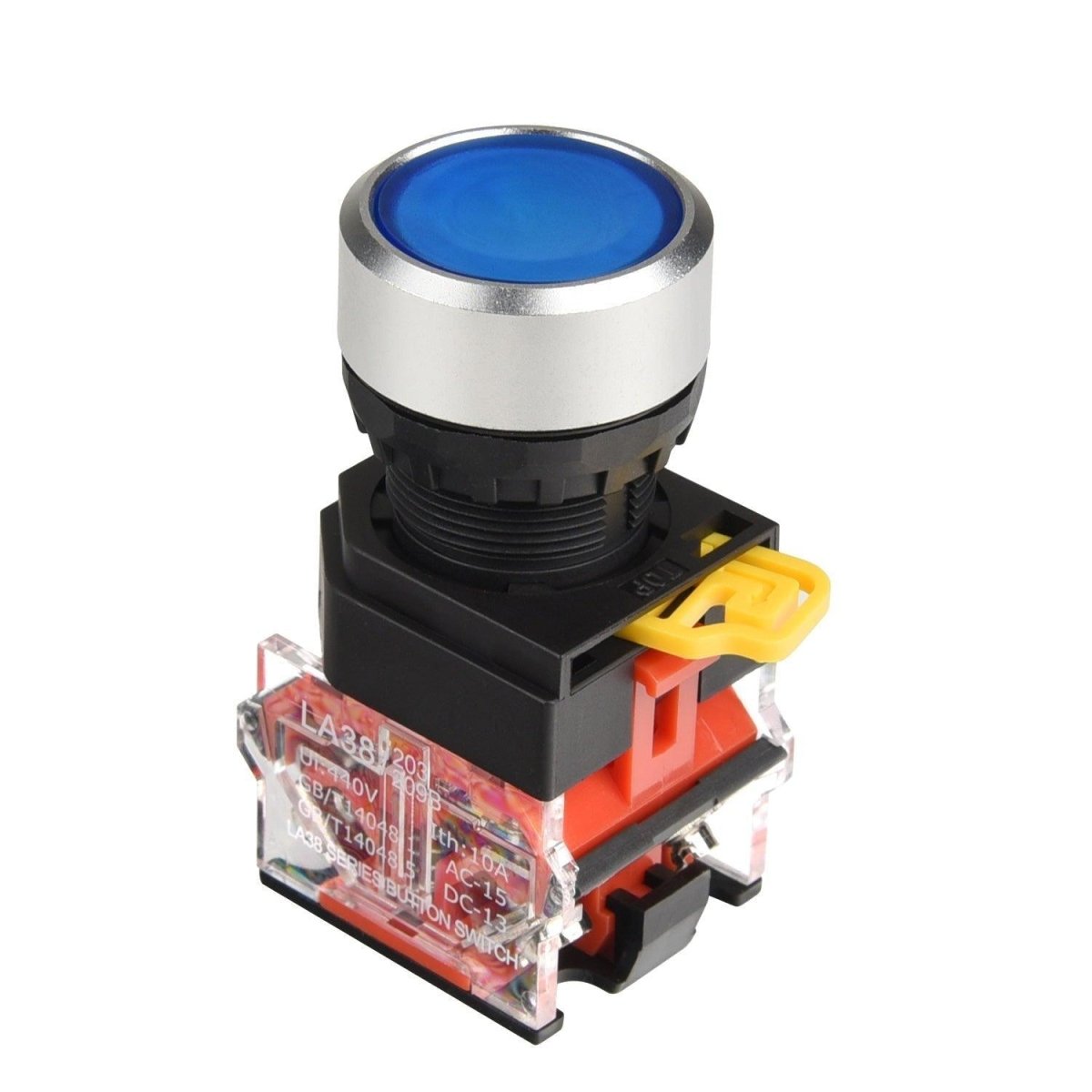 22mm Momentary Push Button Switch 1NO 1NC Metal Head - Blue- 22mm Momentary Push Button Switch 1NO 1NC Metal Head - Blue-