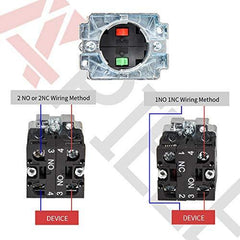 2Pcs 22MM Momentary Push Button Switch Red Green 1NO 1NC Metal Head XB2-11BN-G&R (1 Red 1 Green) - latching-