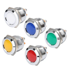 22mm Indicator Light 1/2" Waterproof IP67 Metal Signal Lamp AC/DC LED Pilot Dash Lamp Concave Head for Car Truck Boat (Multi-colored, 22mm)