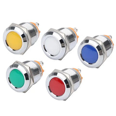 16mm Indicator Light 1/2" Waterproof IP67 Metal Signal Lamp 12V AC/DC LED Pilot Dash Lamp Concave Head for Car Truck Boat (Multi-colored, 16mm)