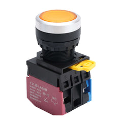 APIELE 22mm Latching/Momentary Push Button Switch Metal Head Plastic Body 110V AC/DC Led 1NO 1NC