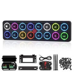APIELE 16 Gang Multicolored Toggle Momentary Switch Panel, Electronic Relay System For Yachts Trucks Off-Road Vehicles RVs SUVs UTVs ATVs- IP68 Waterproof