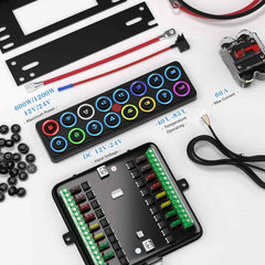 APIELE 16 Gang Multicolored Toggle Momentary Switch Panel, Electronic Relay System For Yachts Trucks Off-Road Vehicles RVs SUVs UTVs ATVs- IP68 Waterproof