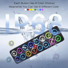 APIELE 16 Gang Multicolored Toggle Momentary Switch Panel, Electronic Relay System For Yachts Trucks Off-Road Vehicles RVs SUVs UTVs ATVs- IP68 Waterproof