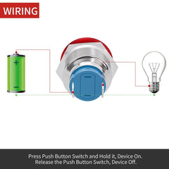 APIELE 16mm 19mm 22mm 10A Mushroom Head Momentary Push Button Switch IP65 Waterproof SPST 1NO Push Button 12V 24V 36V DC 110V 250V AC 10A