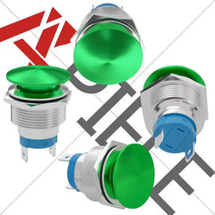 APIELE 16mm 19mm 22mm 10A Mushroom Head Momentary Push Button Switch IP65 Waterproof SPST 1NO Push Button 12V 24V 36V DC 110V 250V AC 10A