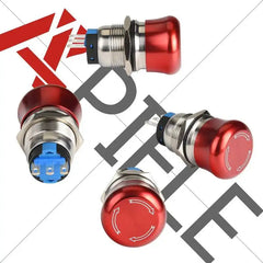 19mm Metal Emergency Stop Push Button Swicth Latching 12-250V Stianless Steel 0.74 Mouting Hole