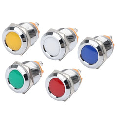 19mm Indicator Light 1/2" Waterproof IP67 Metal Signal Lamp AC/DC LED Pilot Dash Lamp Concave Head for Car Truck Boat (Multi-colored, 19mm)