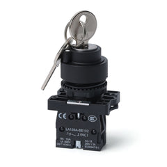 22MM 2/3 Position Maintained Rotary Key Switch 600V 10A 1NO/2NO Latching/Momentary