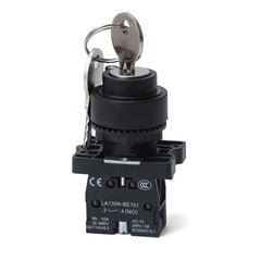 22MM 2/3 Position Maintained Rotary Key Switch 600V 10A 1NO/2NO Latching/Momentary