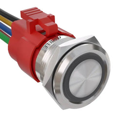 5 Amp 22mm Momentary Push Button Switch Ring Led Car Metal with Socket Plug 1NO1NC SPDT ON/Off