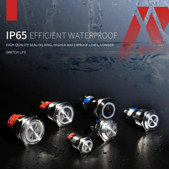 5 Amp 22mm Momentary Push Button Switch Ring Led Car Metal with Socket Plug 1NO1NC SPDT ON/Off