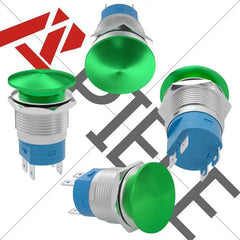 APIELE 16mm 19mm 22mm 10A Mushroom Head Momentary Push Button Switch IP65 Waterproof SPST 1NO Push Button 12V 24V 36V DC 110V 250V AC 10A