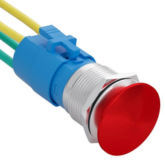 APIELE 16mm 19mm 22mm 10A Mushroom Head Momentary Push Button Switch IP65 Waterproof SPST 1NO Push Button 12V 24V 36V DC 110V 250V AC 10A