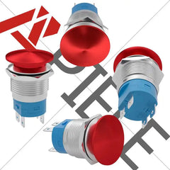 APIELE 16mm 19mm 22mm 10A Mushroom Head Momentary Push Button Switch IP65 Waterproof SPST 1NO Push Button 12V 24V 36V DC 110V 250V AC 10A