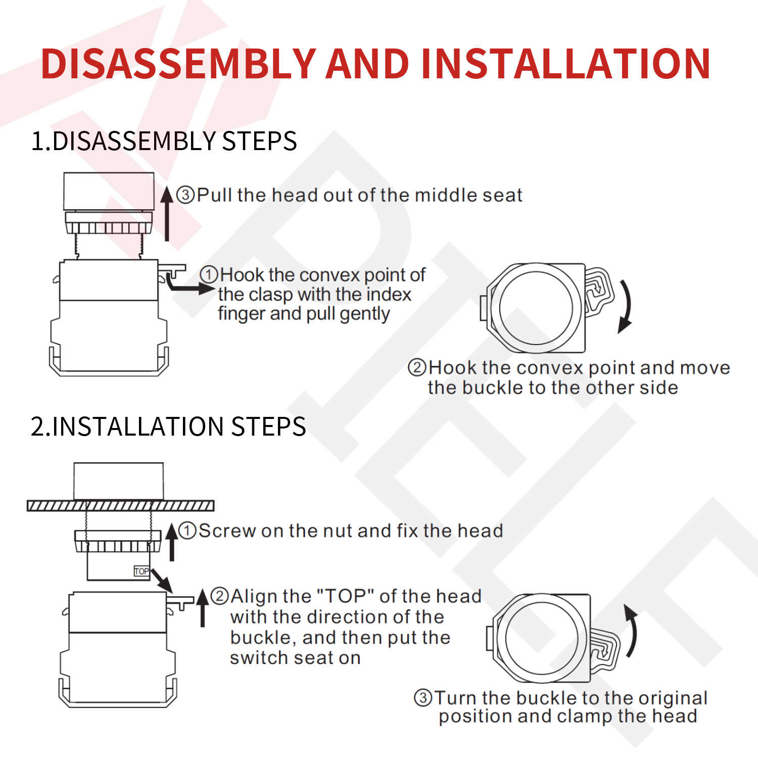 22mm Emergency Push Button Switch Used In IP67 Out Door disasemmbly and installation