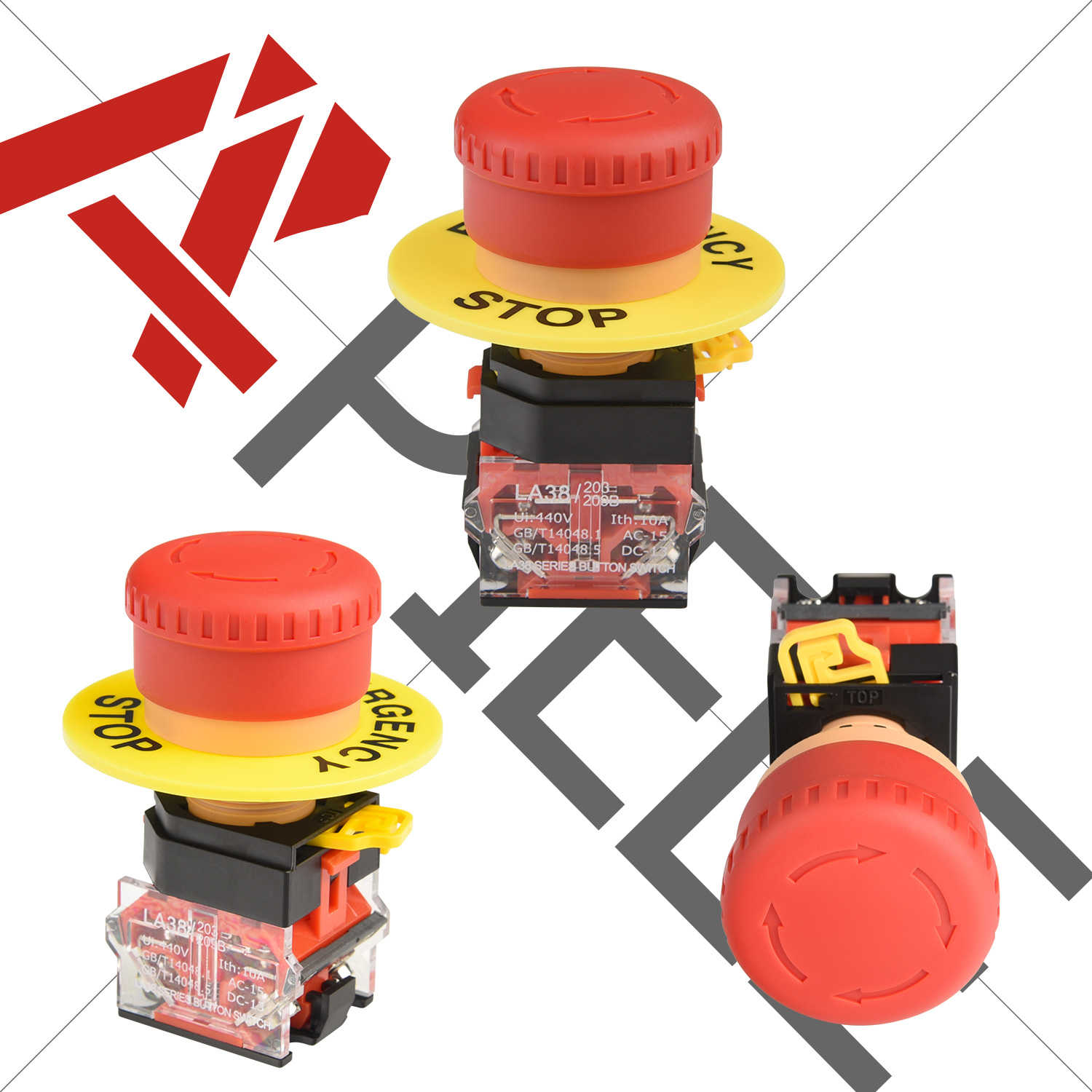 22mm Emergency Push Button Switch Used In IP67 Out Door with three different angles