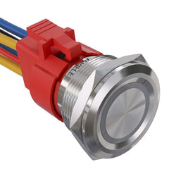 10 Amp 25mm Momentary Push Button Switch Angel Eye LED Waterproof Stainless Steel Round Self-Reset 1'' 1NO 1NC