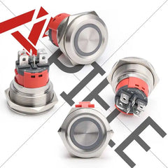 10 Amp 25mm Latching Push Button Switch Angel Eye LED Waterproof Stainless Steel Round Self Locking 1'' 1NO 1NC