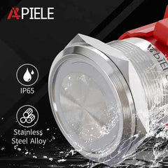 10 Amp 25mm Momentary Push Button Switch Angel Eye LED Waterproof Stainless Steel Round Self-Reset 1'' 1NO 1NC
