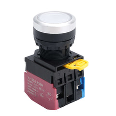 APIELE 22mm Latching/Momentary Push Button Switch Metal Head Plastic Body 110V AC/DC Led 1NO 1NC