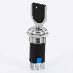 16mm Latching Stainless Steel 2/3 Position Key Switch