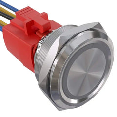 30mm Momentary Push Button Switch Angel Eye LED Waterproof Stainless Steel Round Self-Locking 1.18'' 1NO 1NC