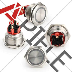 30mm Momentary Push Button Switch Angel Eye LED Waterproof Stainless Steel Round Self-Locking 1.18'' 1NO 1NC