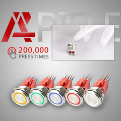30mm Momentary Push Button Switch Angel Eye LED Waterproof Stainless Steel Round Self-Locking 1.18'' 1NO 1NC