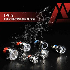 30mm Momentary Push Button Switch Angel Eye LED Waterproof Stainless Steel Round Self-Locking 1.18'' 1NO 1NC