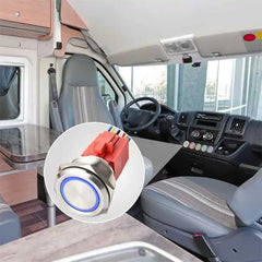 30mm Momentary Push Button Switch Angel Eye LED Waterproof Stainless Steel Round Self-Locking 1.18'' 1NO 1NC