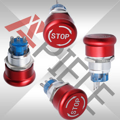 Emergency Stop Pushbutton Switch 1NO1NC 250V 5A Red with Quickconnect Terminals