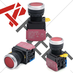 APIELE 22mm Latching/Momentary Push Button Switch Metal Head Plastic Body 110V AC/DC Led 1NO 1NC