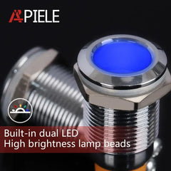 12mm Indicator Light 1/2" Waterproof IP67 Metal Signal Lamp AC/DC LED Pilot Dash Lamp Concave Head for Car Truck Boat (Multi-colored, 12mm)